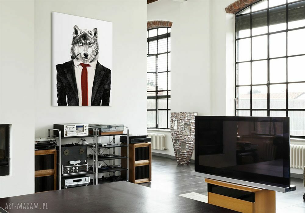 Obraz na płótnie 50x70 cm Wilk Hipster 0235 - wysyłka w 24 h