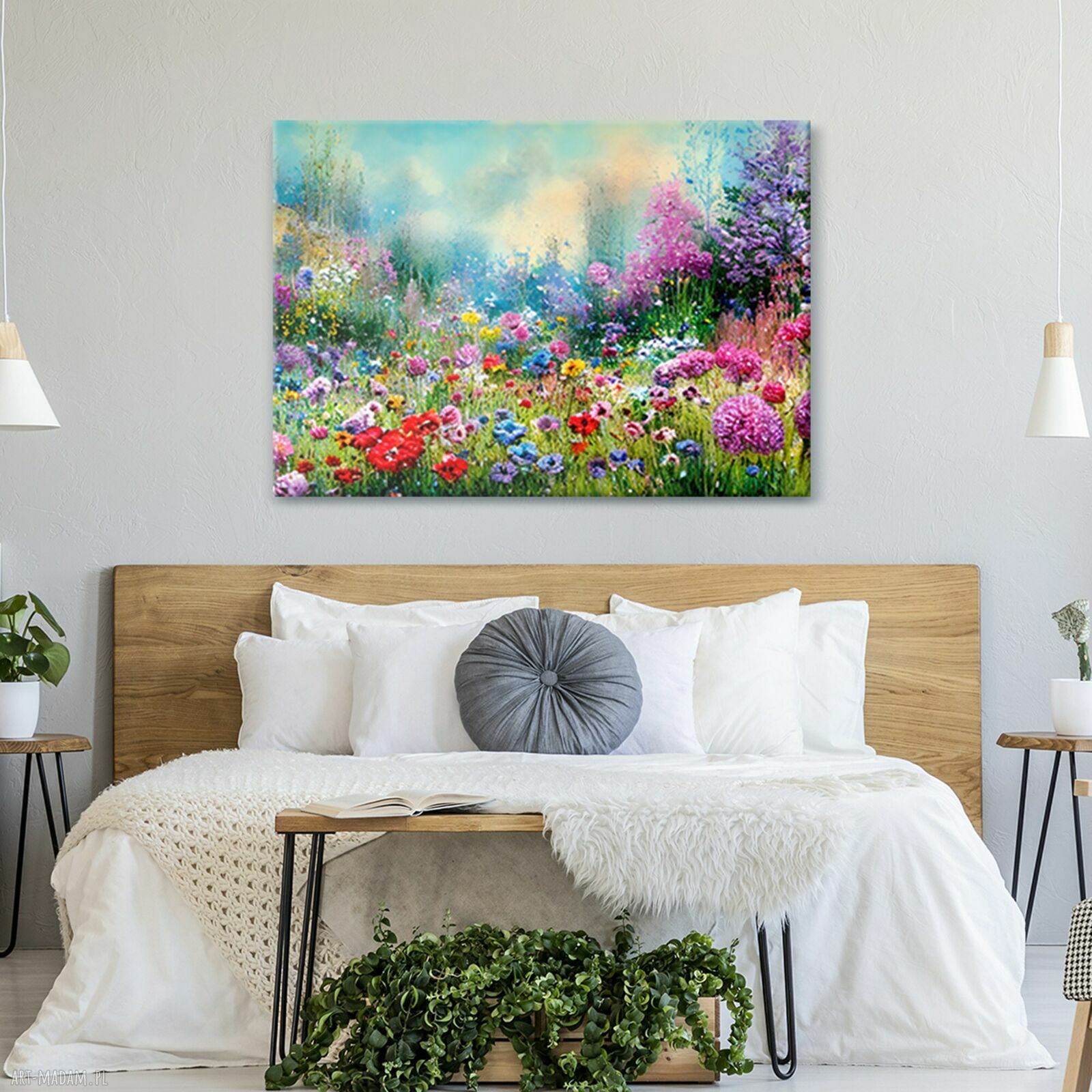 Letnia Łąka 1 - obraz na płótnie 100x70 cm z kwiatami, gotowy do zawieszenia