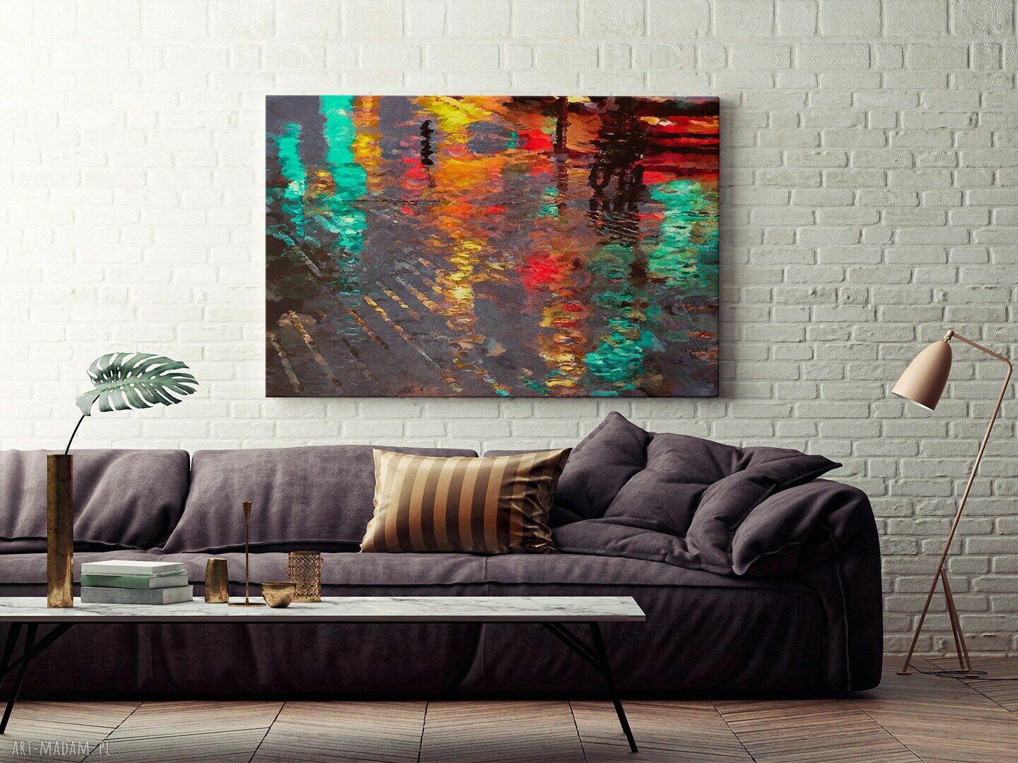 Obraz na płótnie Abstrakcja „Odbicie Ulicy - Światła” 120x80 cm (06002)