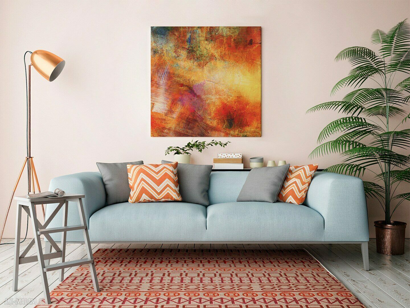 Obraz na płótnie Abstrakcja nowoczesny 80x80 cm - Ognisty Vaku dsgn