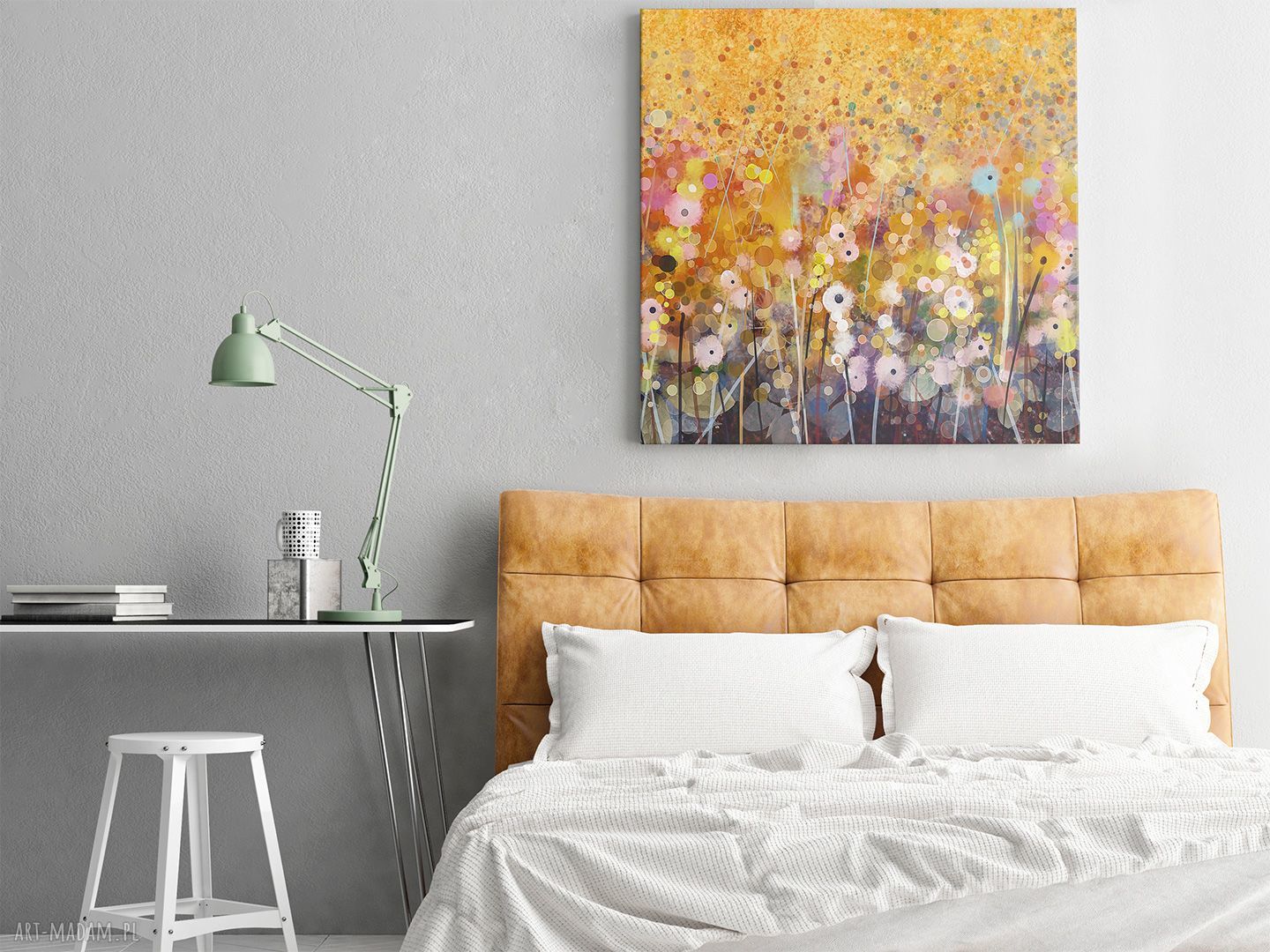 Obraz na płótnie 80x80 "Ogród Kwiaty" - abstrakcja w kwadracie