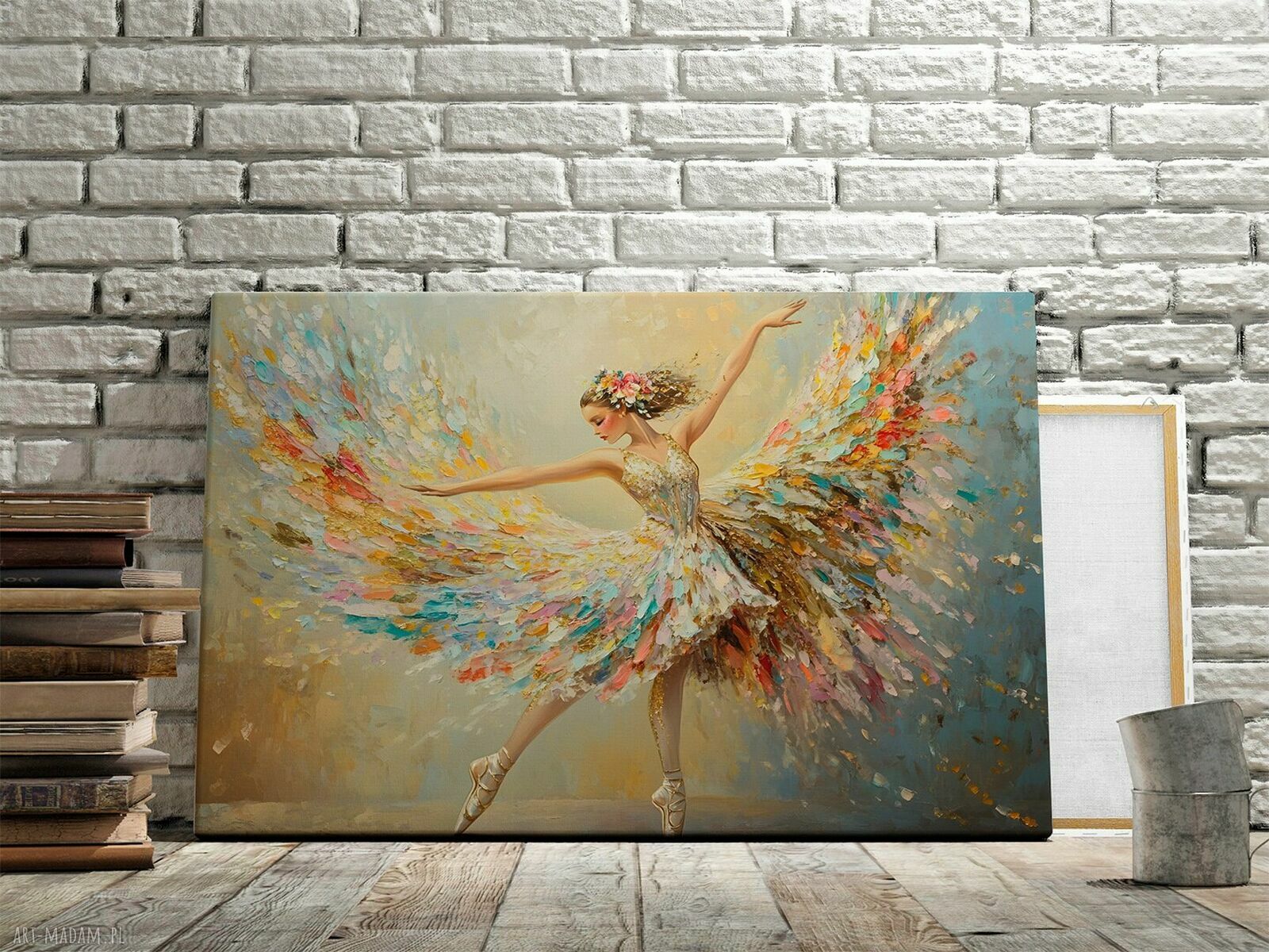 Tancerka baletnica - kolorowy obraz na płótnie 120x80 cm