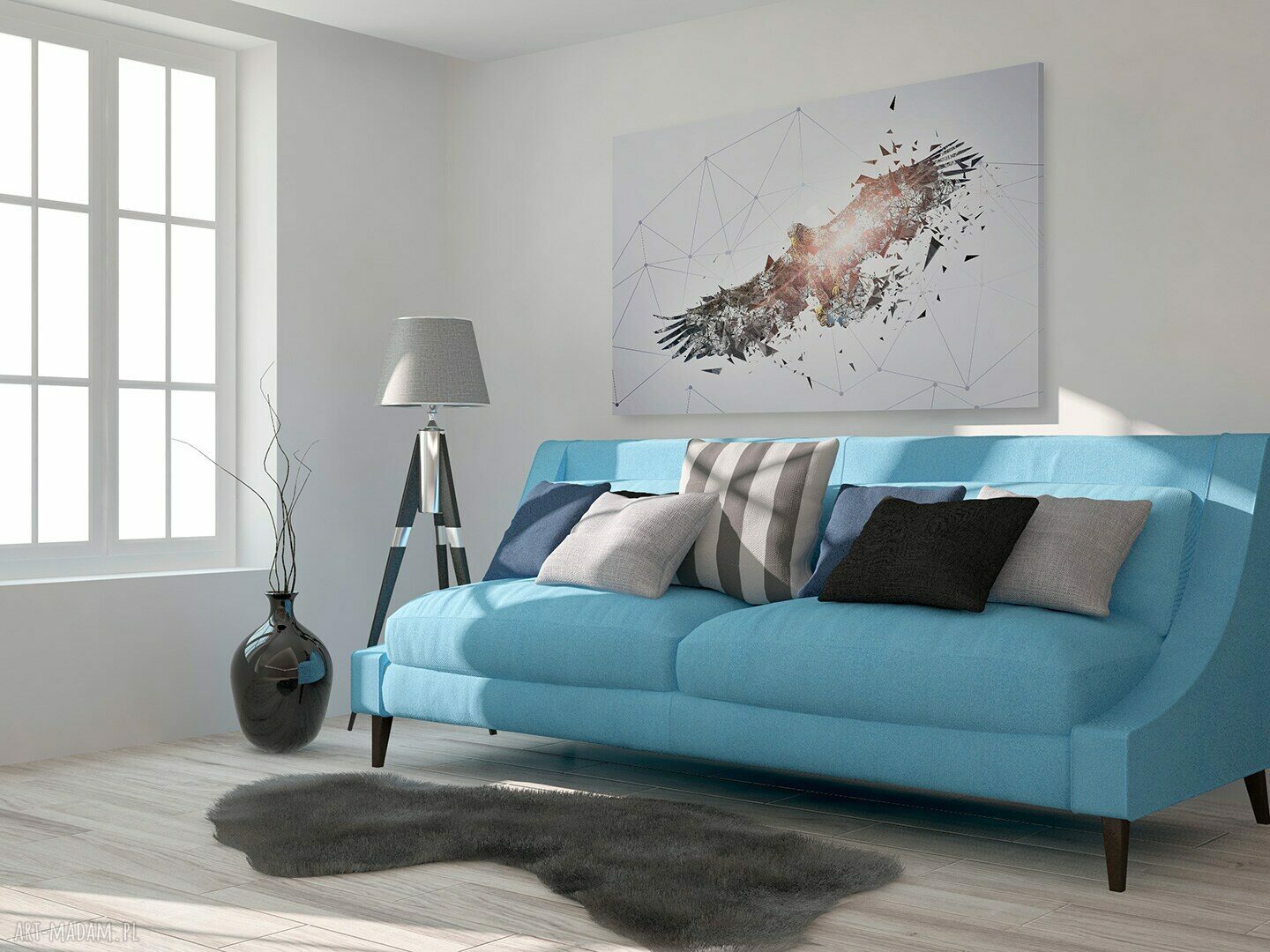 Obraz na płótnie - PTAK ORZEŁ GEOMETRYCZNY NOWOCZESNY - 120x80 cm (76501)