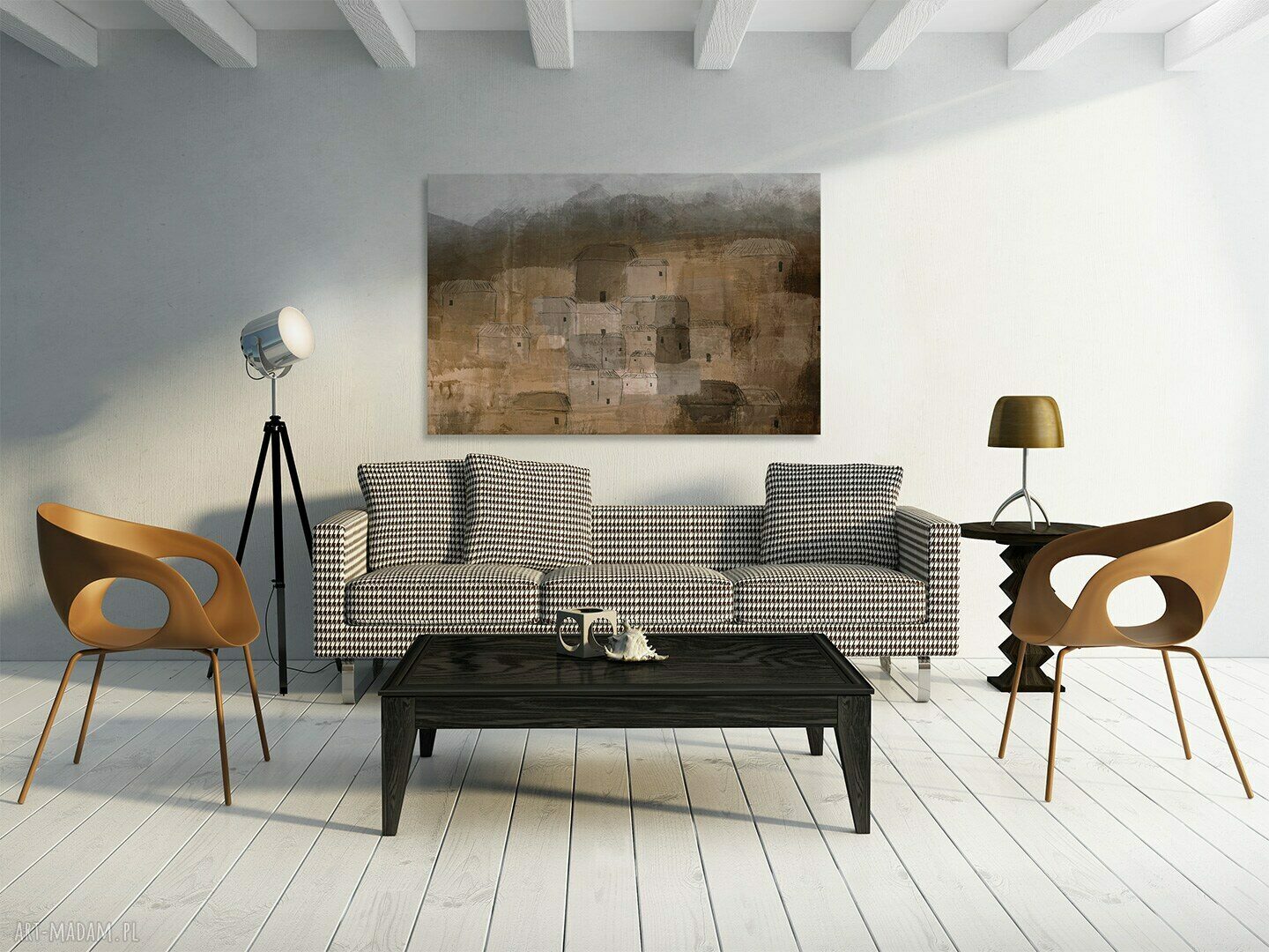 Obraz na płótnie - DOMY OSADA BRĄZOWY - 120x80 cm (93301)