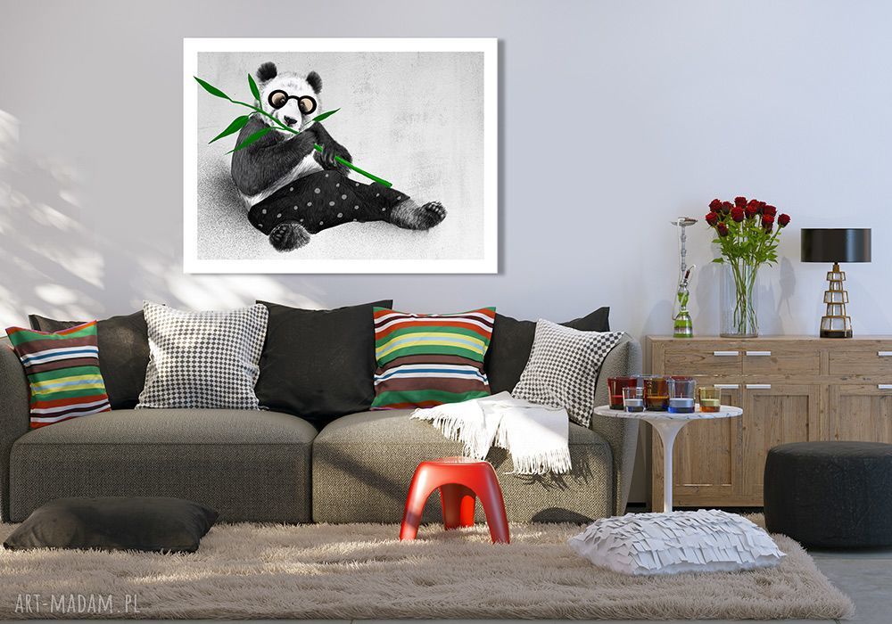 Obraz Panda w Okularach 80x60 cm - ręczne wykonanie i wysyłka w 24h