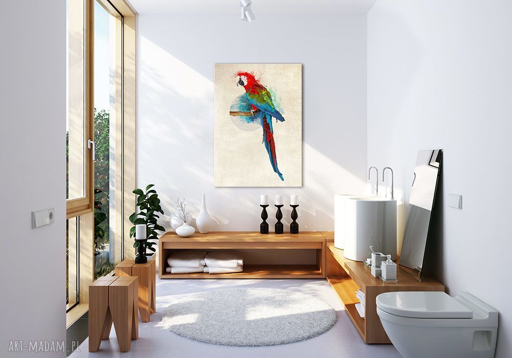 Kolorowa papuga - obraz na płótnie 70x100 cm, gotowy do zawieszenia
