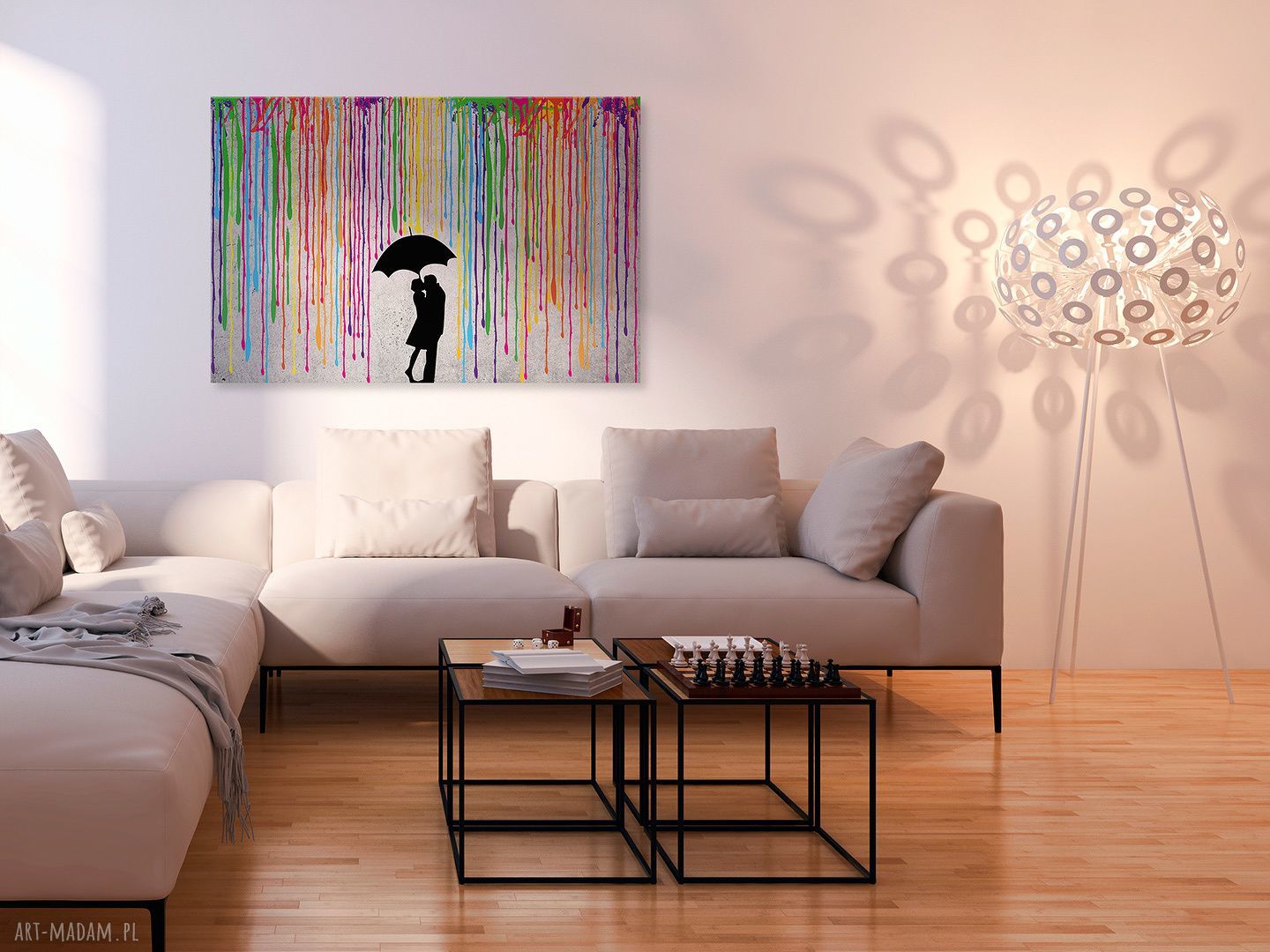 Obraz na płótnie - DESZCZ KOLORY PARA - 120x80 cm (46401)
