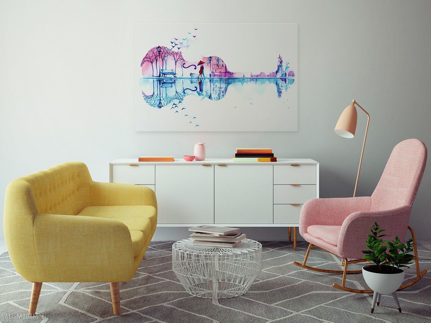 Obraz na płótnie - Gitara Para Kolorowy - 120x80 cm