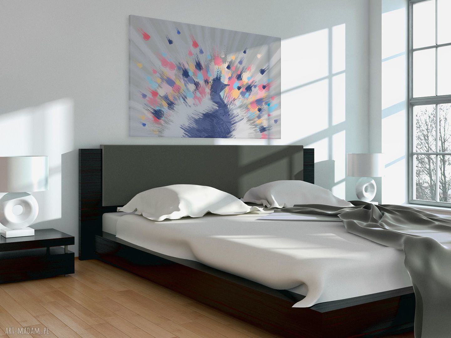 Obraz na płótnie - PAW KOLORY PROMIENIE - 120x80 cm (82301)