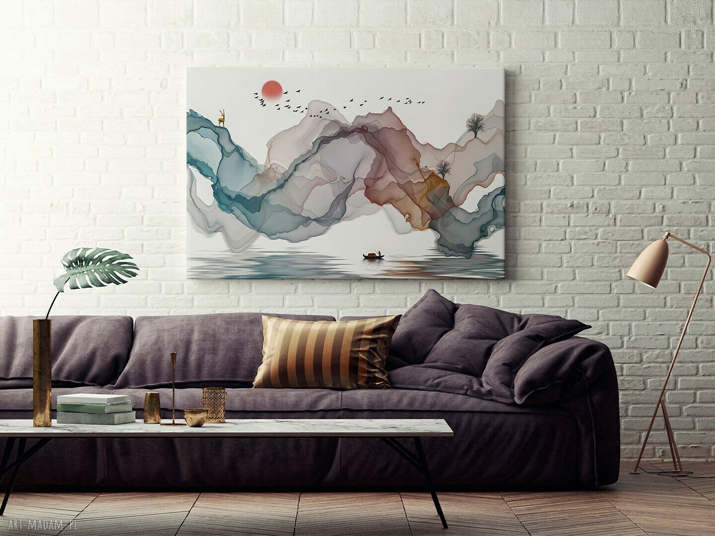 Obraz na płótnie - Pejzaż baśniowy: jeleń wśród drzew 120x80 cm