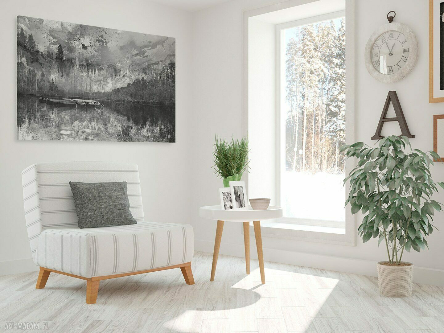 Obraz na płótnie - pejzaż gór czarno-biały 120x80 cm