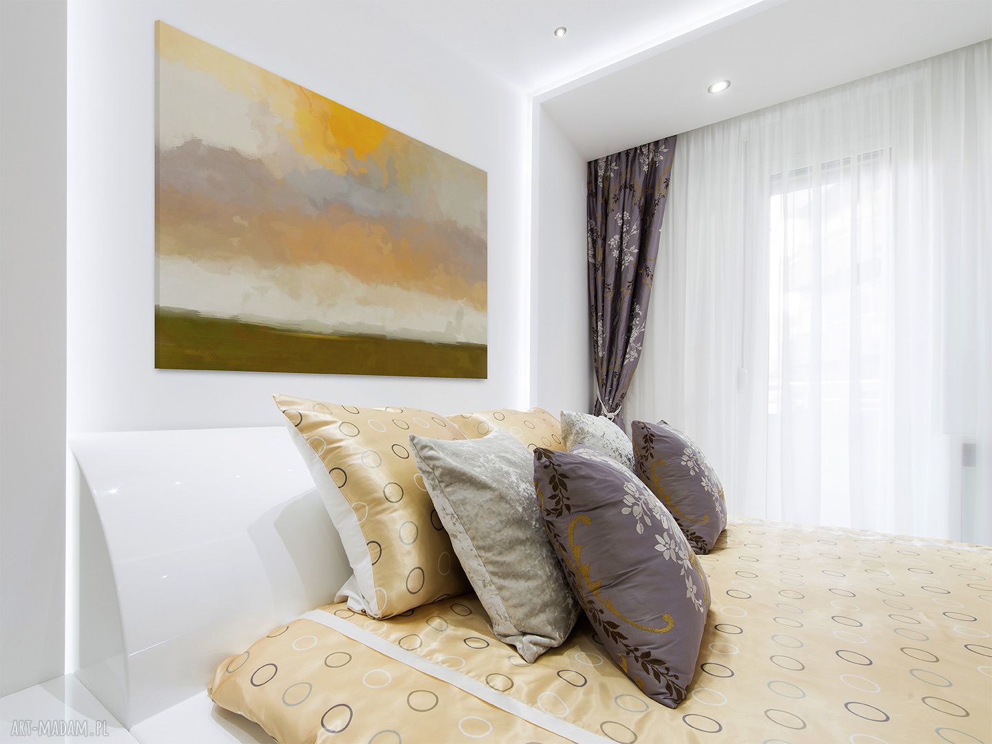 Obraz na płótnie - abstrakcja pejzaż, nowoczesna wieś i pole 120x80 cm