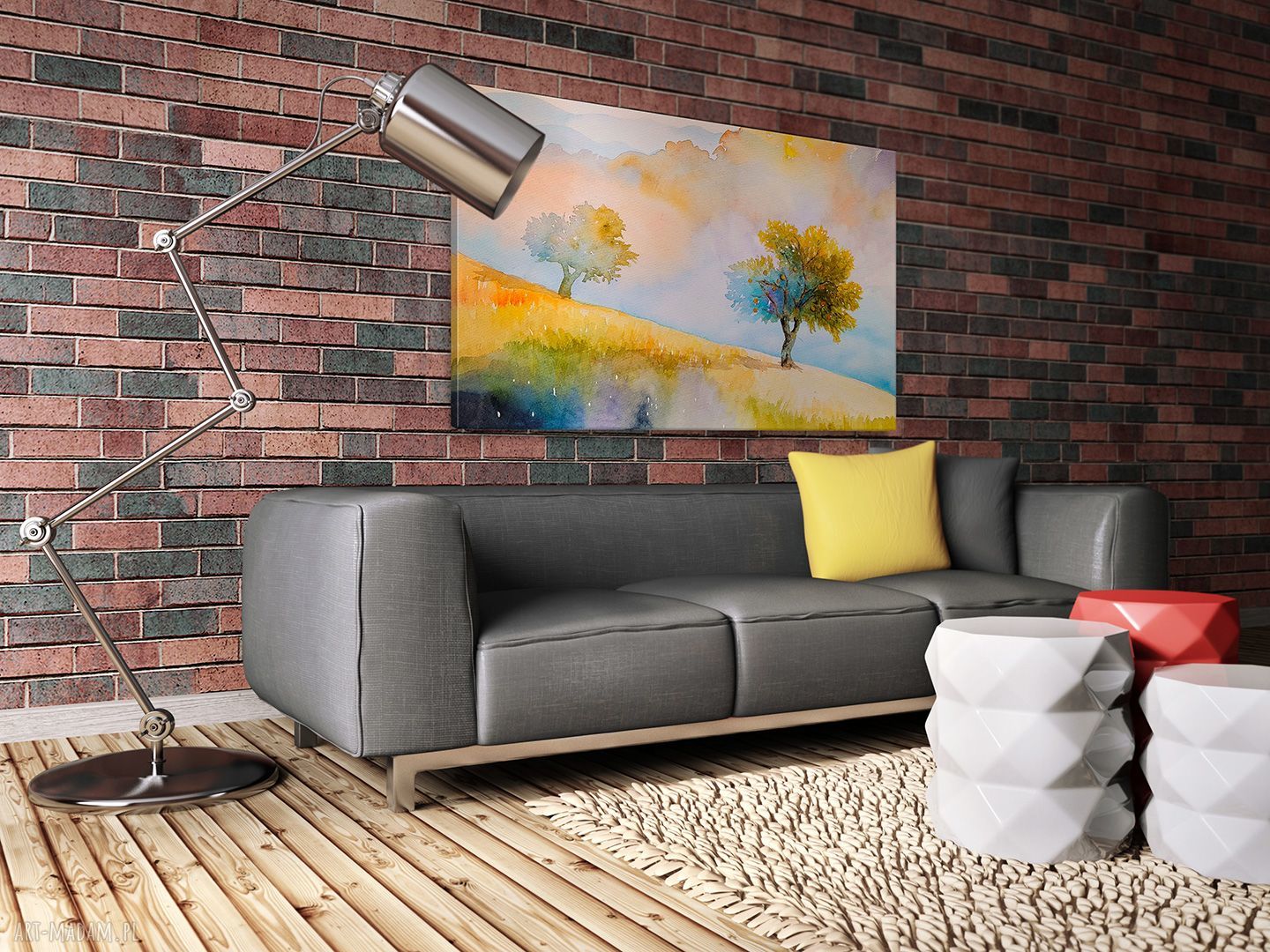 Obraz na płótnie - JESIEŃ SAD DRZEWA PEJZAŻ - 120x80 cm (87901)