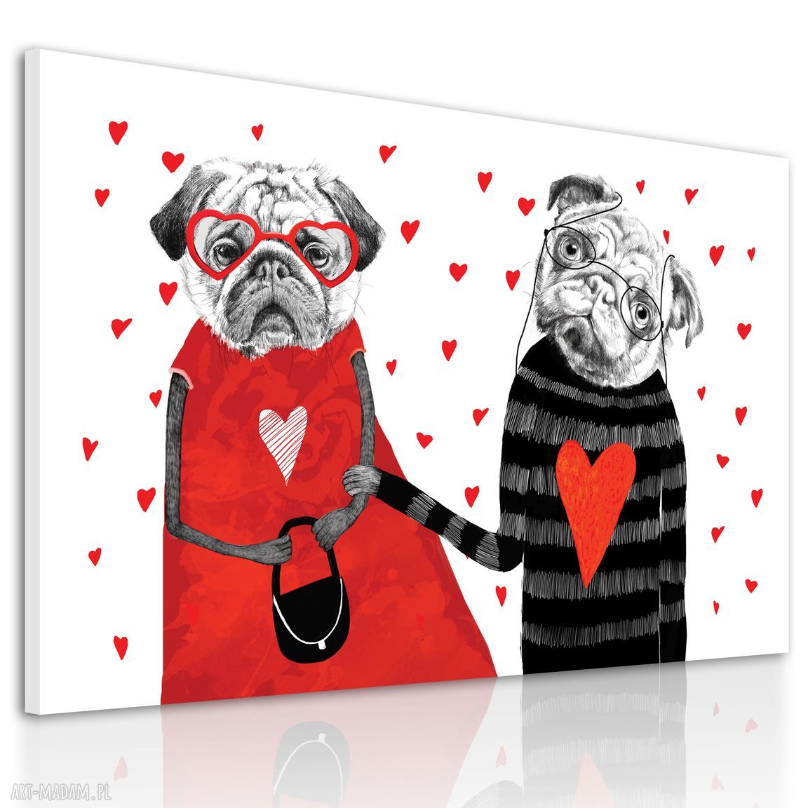Obraz na płótnie 100x70 cm Mopsy Love - gotowy do zawieszenia, wysyłka w 24h