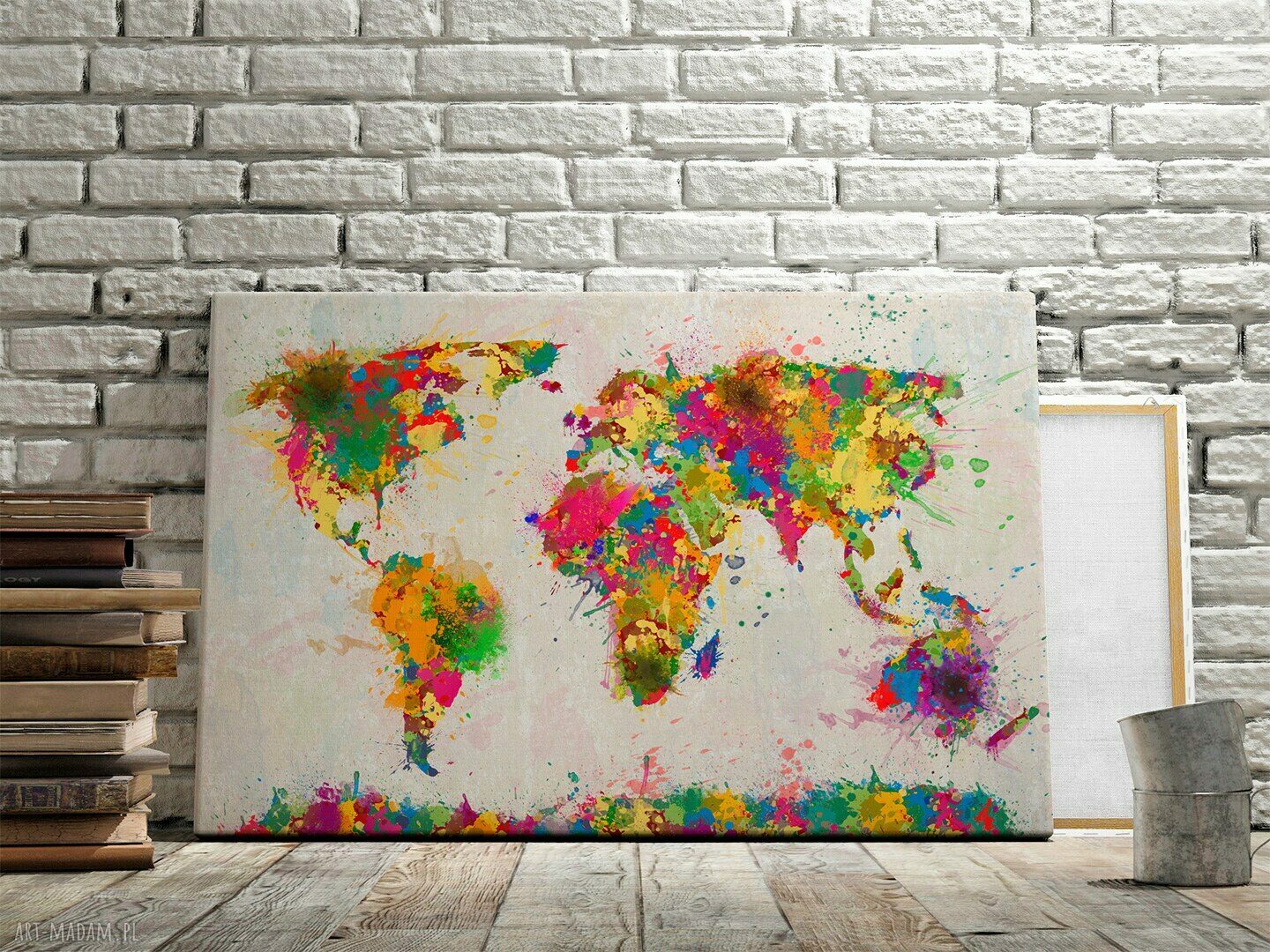 Mapa Kolory na płótnie 120x80 cm - nowoczesna dekoracja ścienna
