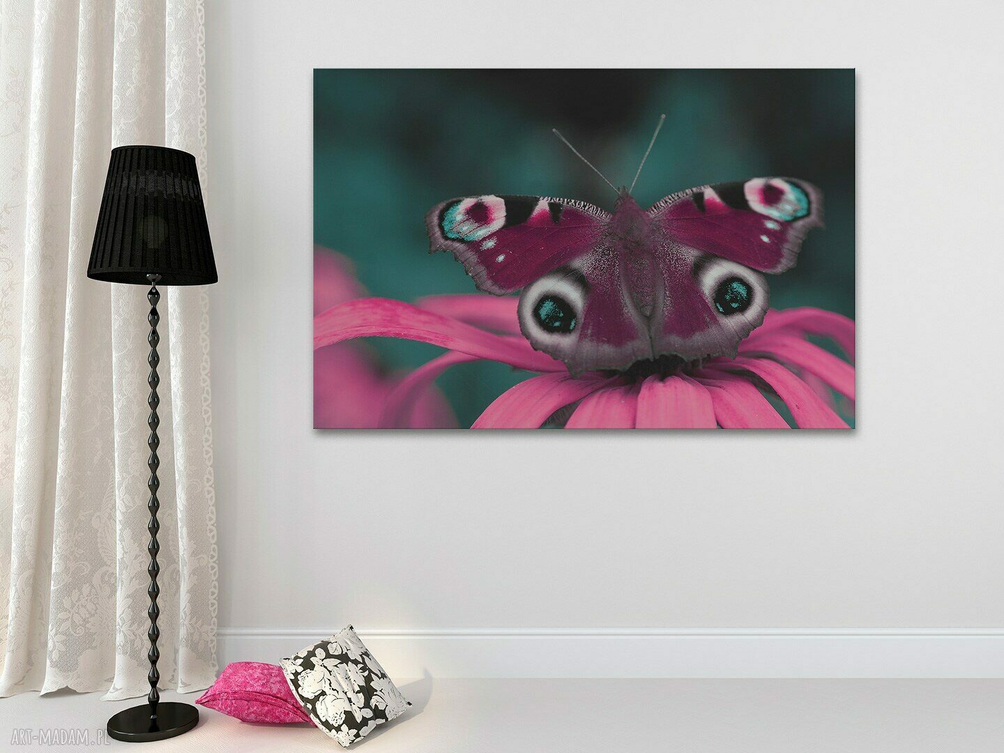 Obraz na płótnie - MOTYL KWIAT - 120x80 cm (08101)