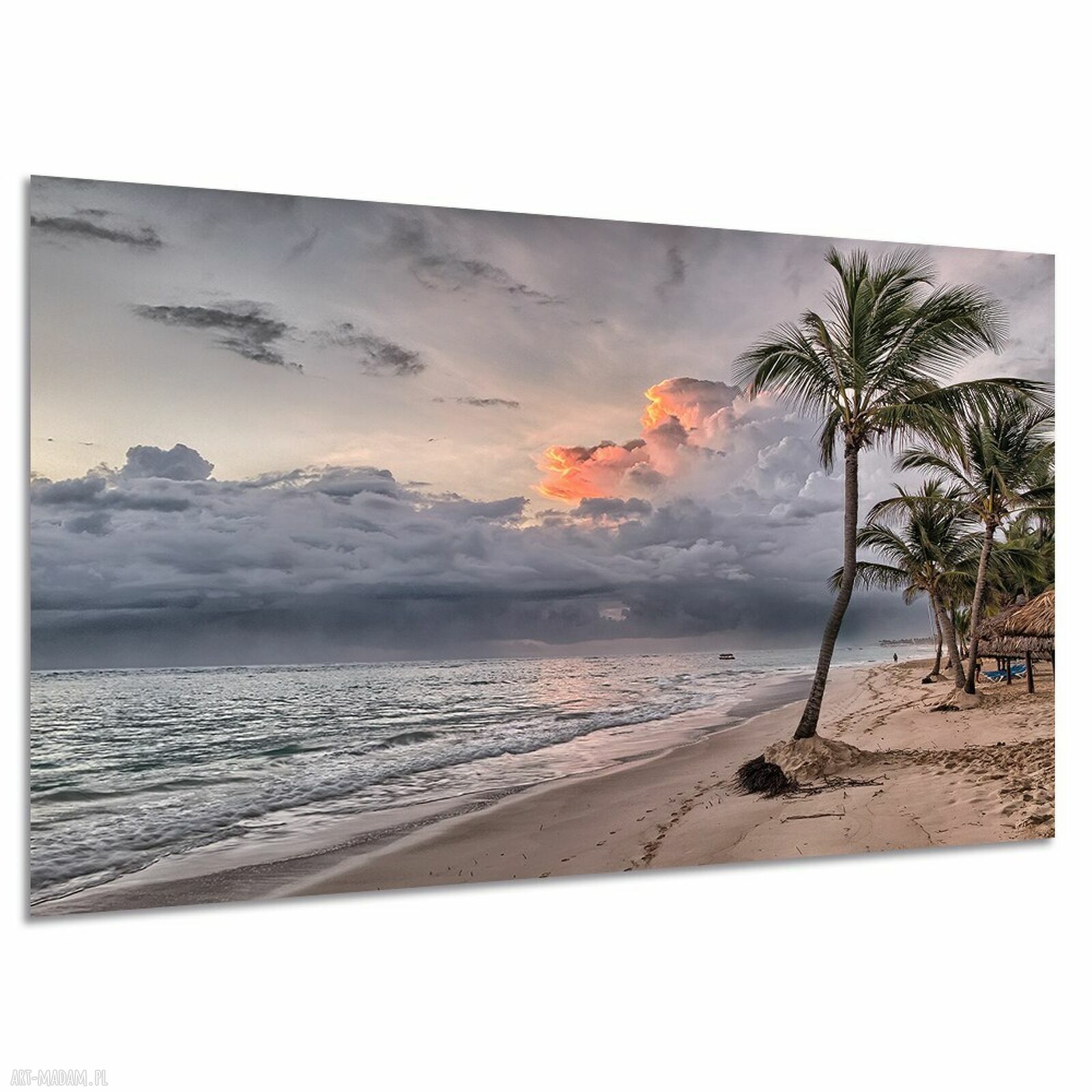 Obraz na płótnie 120x80 cm - plaża, palmy i zachód słońca