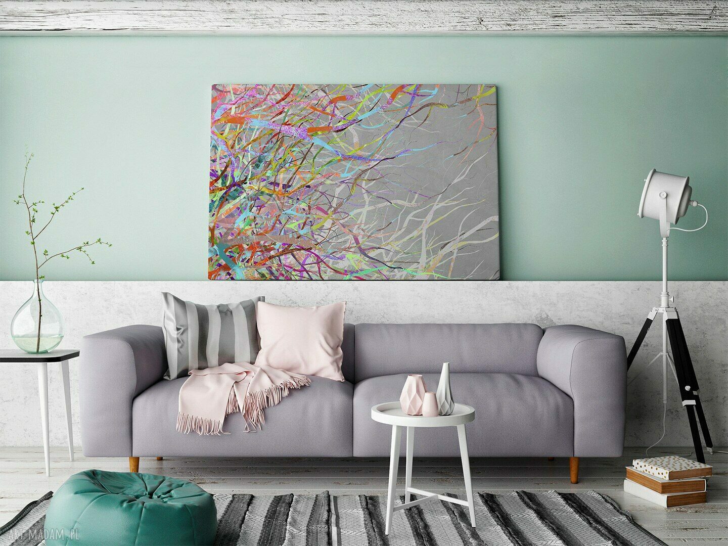 Abstrakcja gałęzi - kolorowy obraz na płótnie 120x80 cm