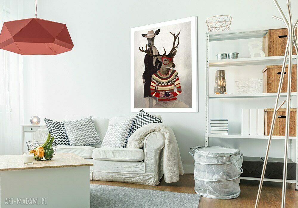 Obraz DEER LOVE 80x100 cm - jelenie, które ocieplą Twoje wnętrze
