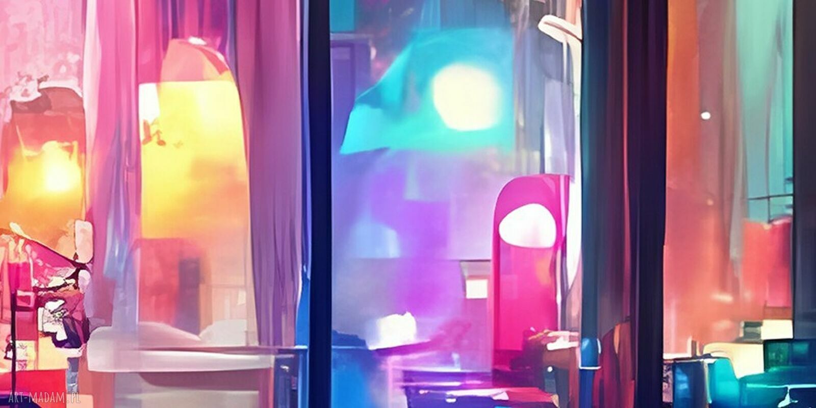 Obraz na płótnie Miasto nocą - neon, deszcz i miejski klimat