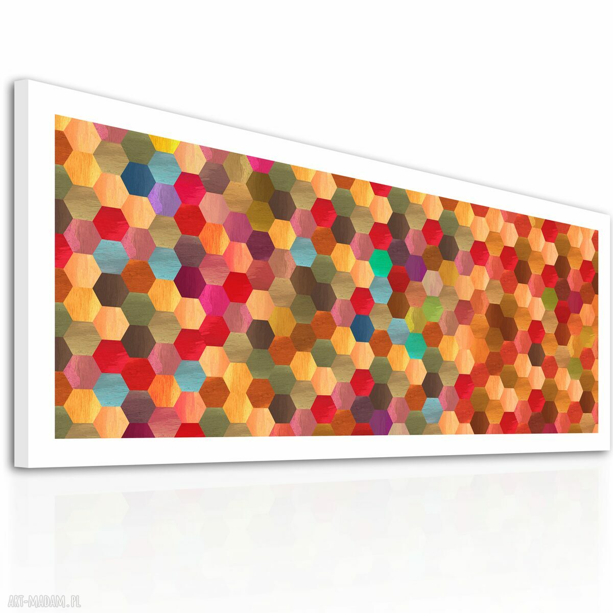 Abstrakcja ośmiokąty na płótnie 147x60 cm - gotowy do zawieszenia
