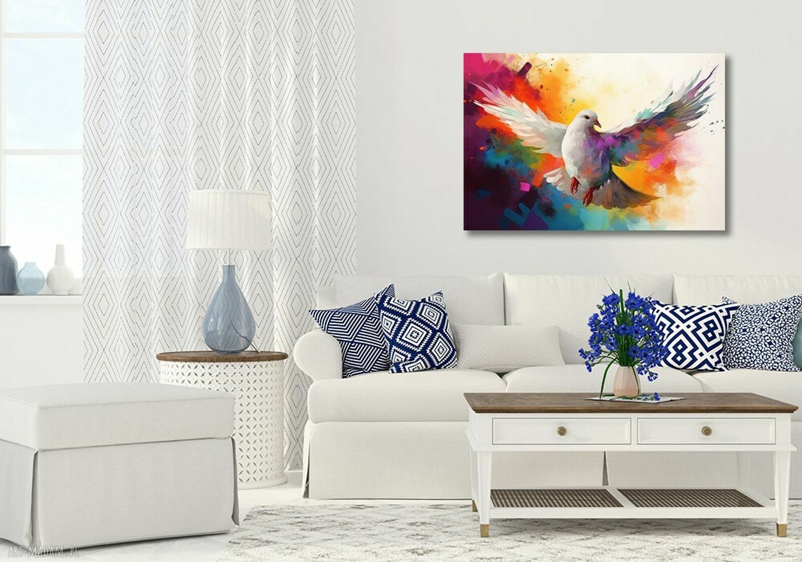 Kolorowy obraz na płótnie 120x80 cm - Gołąb, symbol wolności i pokoju
