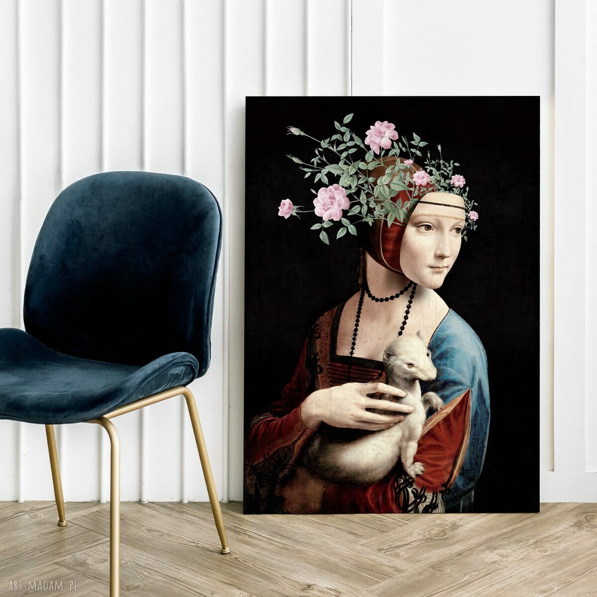 Obraz na płótnie Dama z łasiczką 50x70 cm - nowoczesny canvas