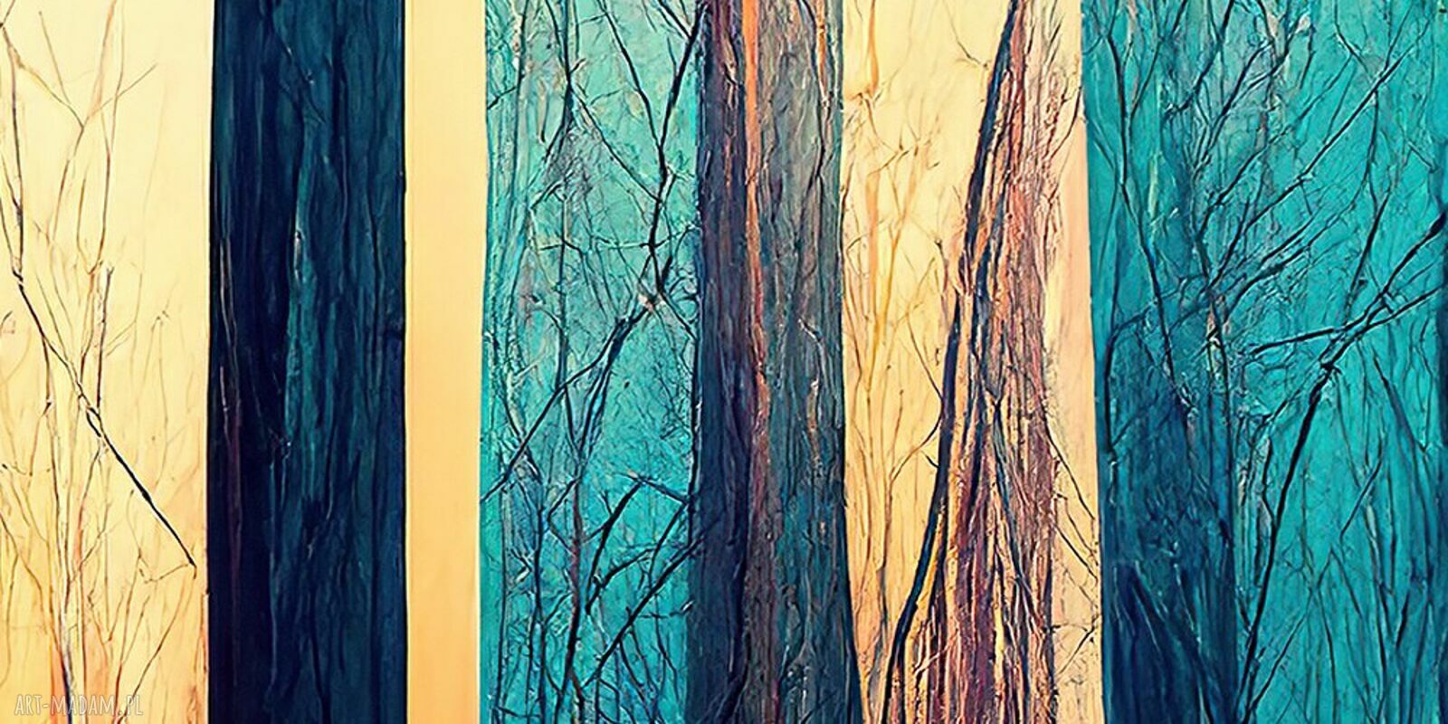 Turkusowy las - abstrakcyjny obraz na płótnie 120x80 cm