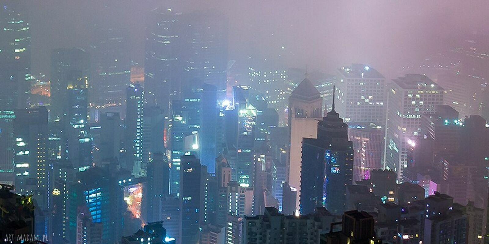 Obraz na płótnie Hongkong nocą - panorama wieżowców