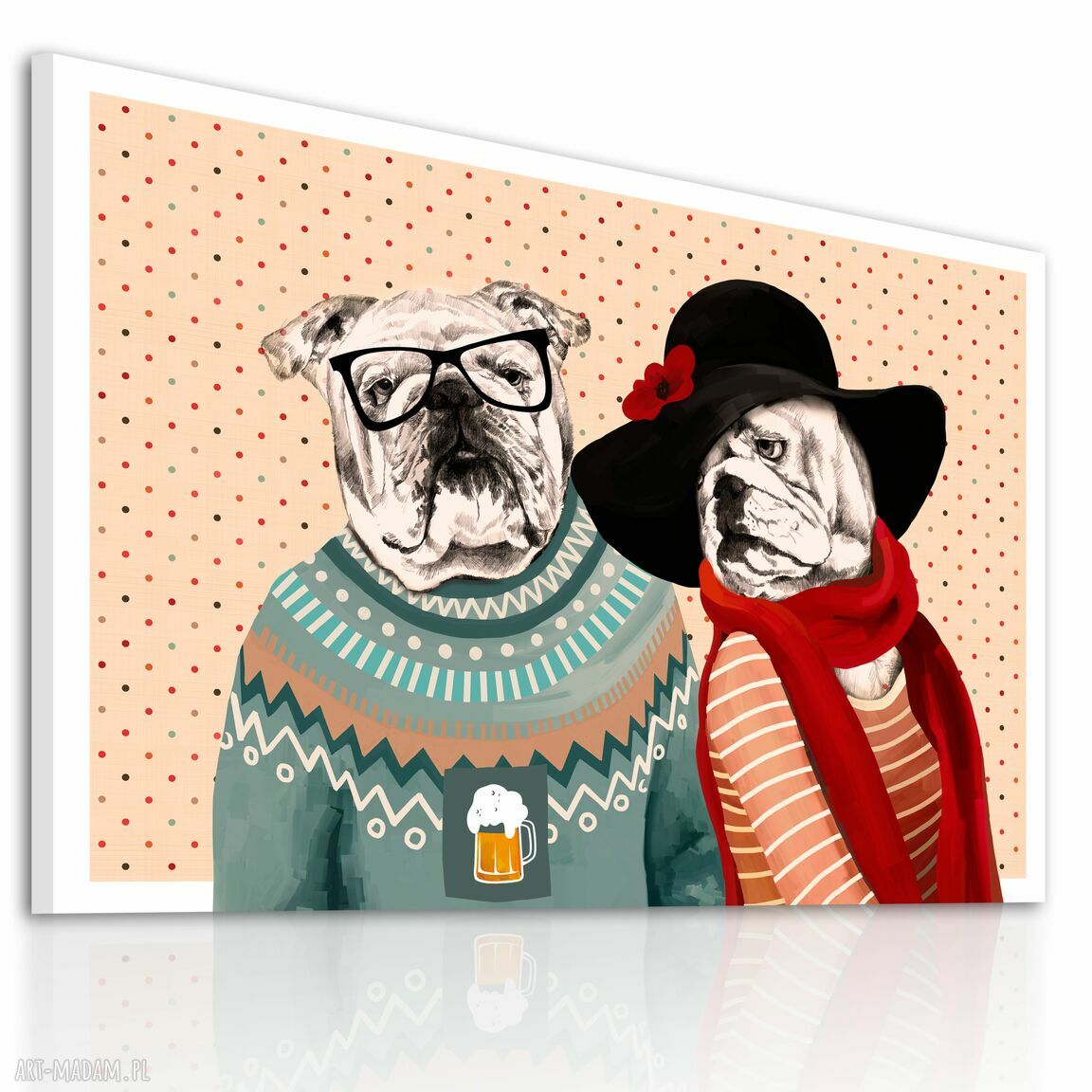 Obraz na płótnie 120x80 cm Buldogi Love - gotowy do zawieszenia