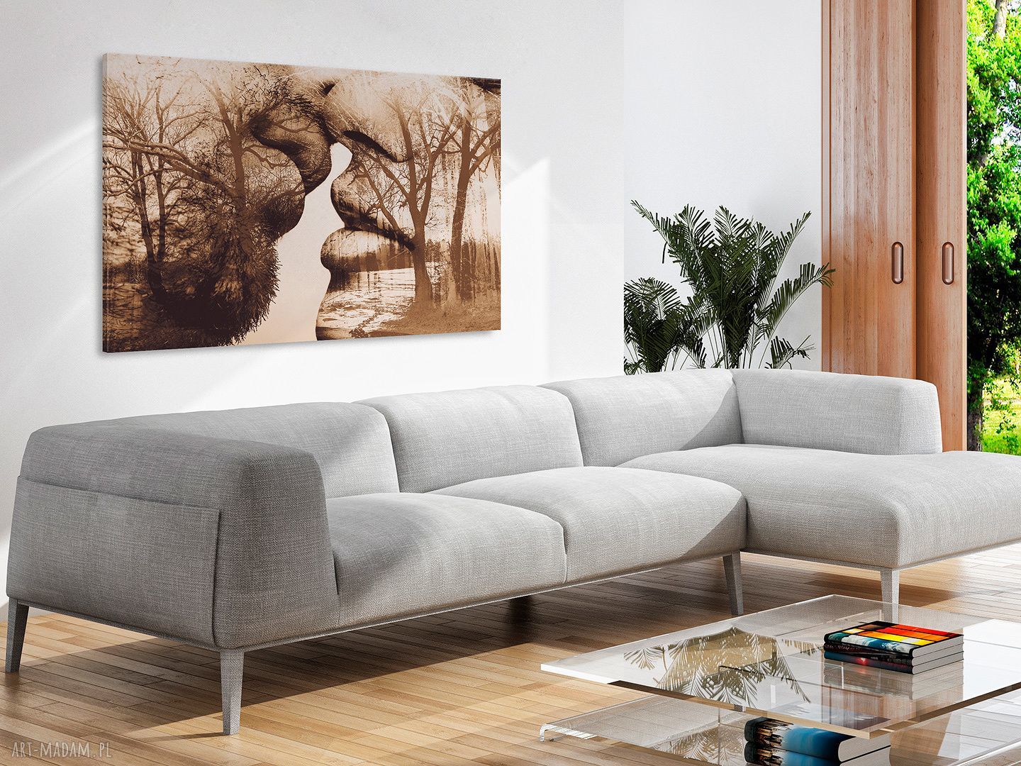 Obraz na płótnie „Pocałunek Drzewa” 120x80 cm - romantyczny akcent do Twojego wnętrza
