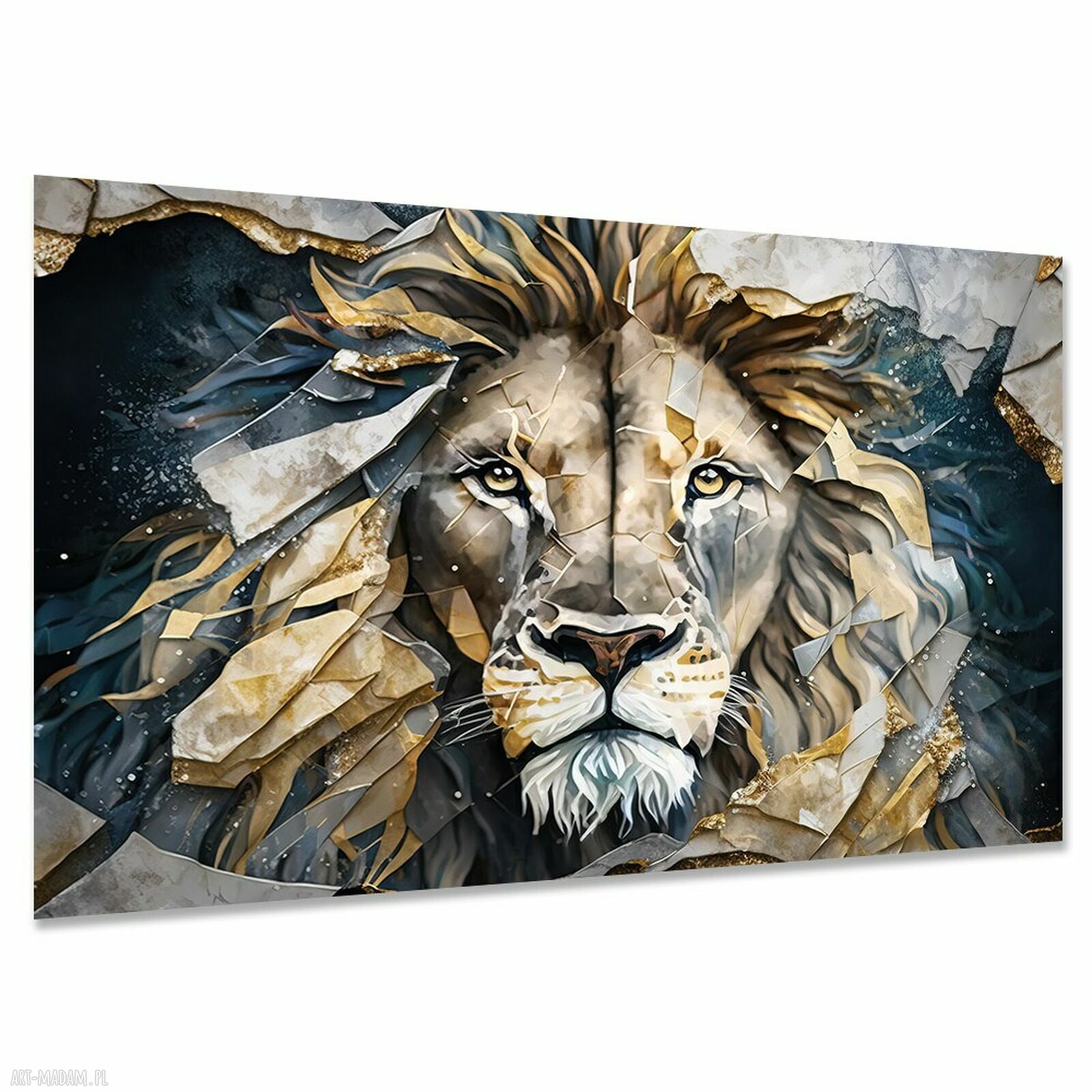 Obraz na płótnie 120x80 Potęga Lwa10 - Nowoczesny Gold Design loft glamour
