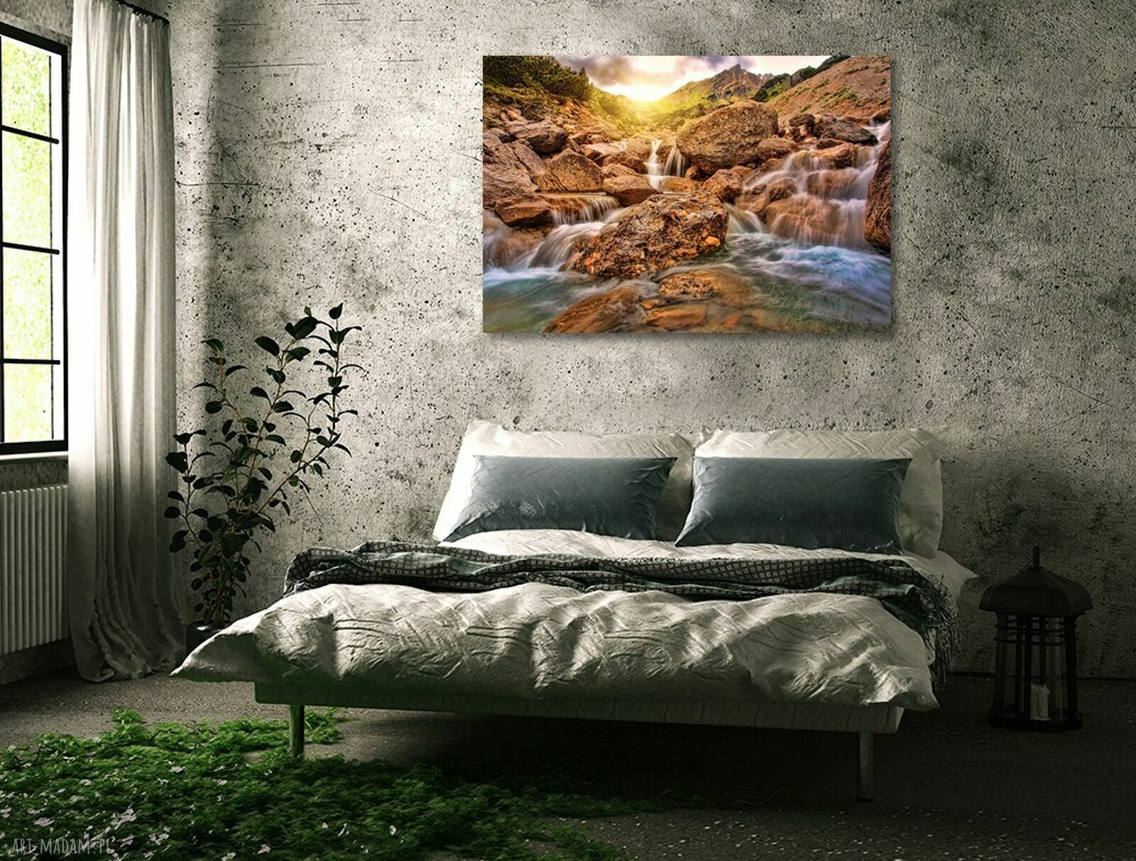 Obraz na płótnie Górski potok i wodospad w Tatrach 120x80 cm