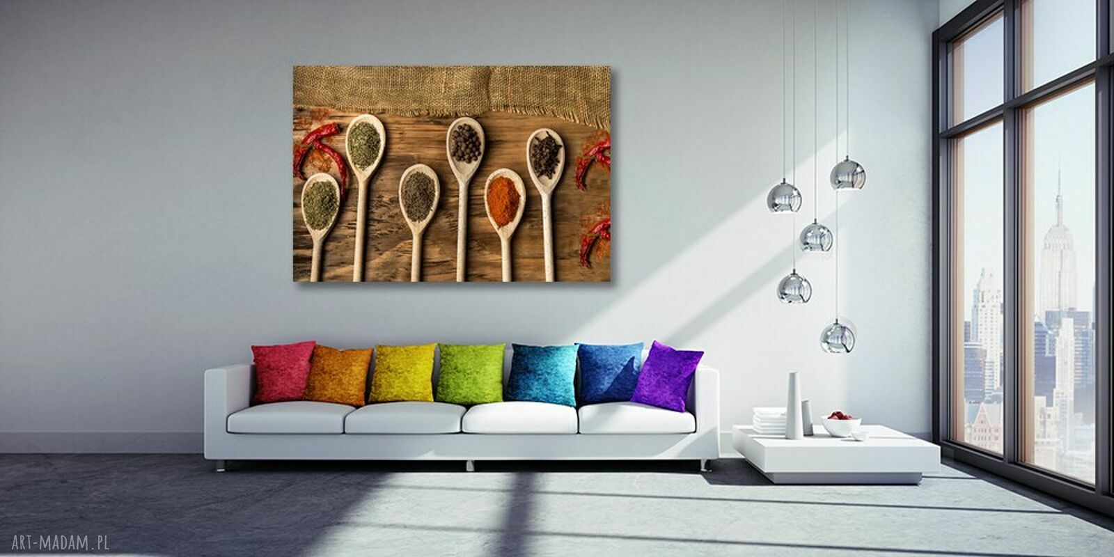 Obraz na płótnie z przyprawami na łyżkach - 120x80 cm