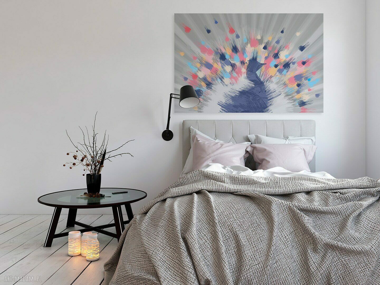 Obraz na płótnie - PAW KOLORY PROMIENIE - 120x80 cm (82301)