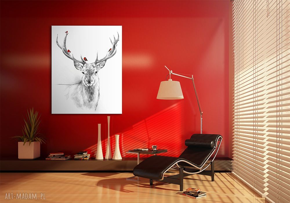 Obraz na płótnie 80x100 cm Jeleń rogi i ptaki