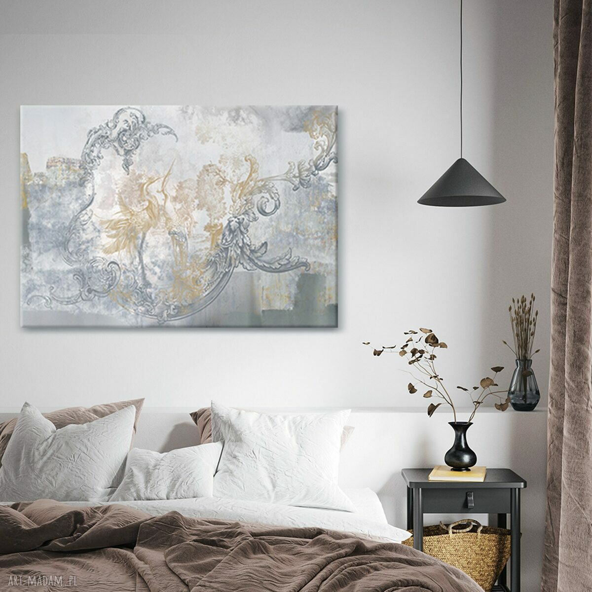 Obraz na płótnie 100x70 cm Czaple i ornamenty - gotowy do zawieszenia