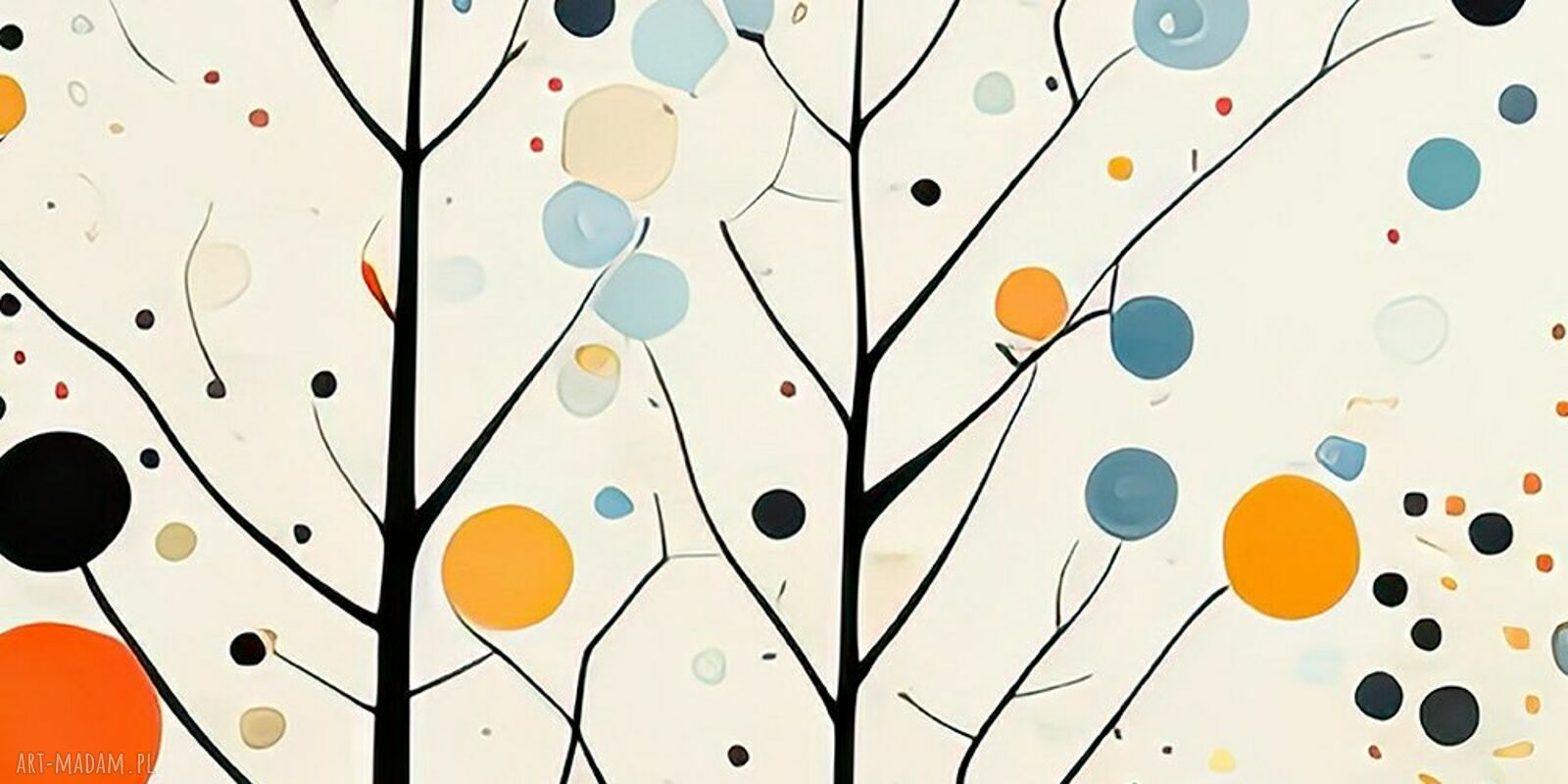Obraz na płótnie Abstrakcja 68 - koła drzewa 120x80 cm, kolorowy