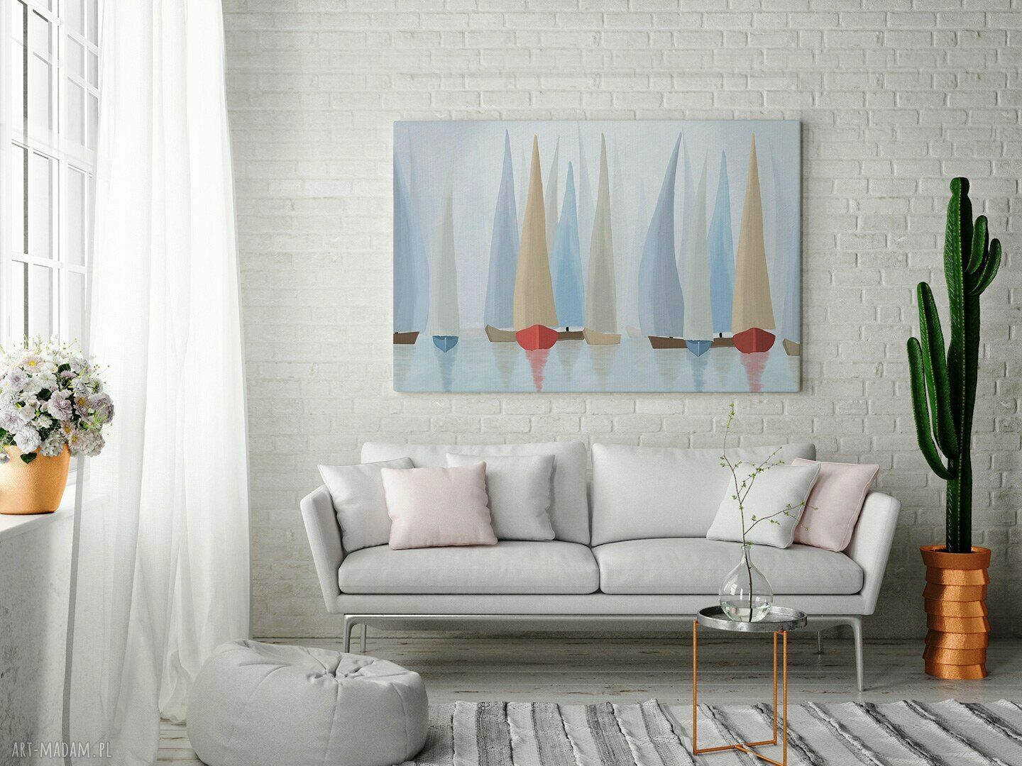 Obraz na płótnie Żaglówki Regaty Pastelowe 120x80 cm