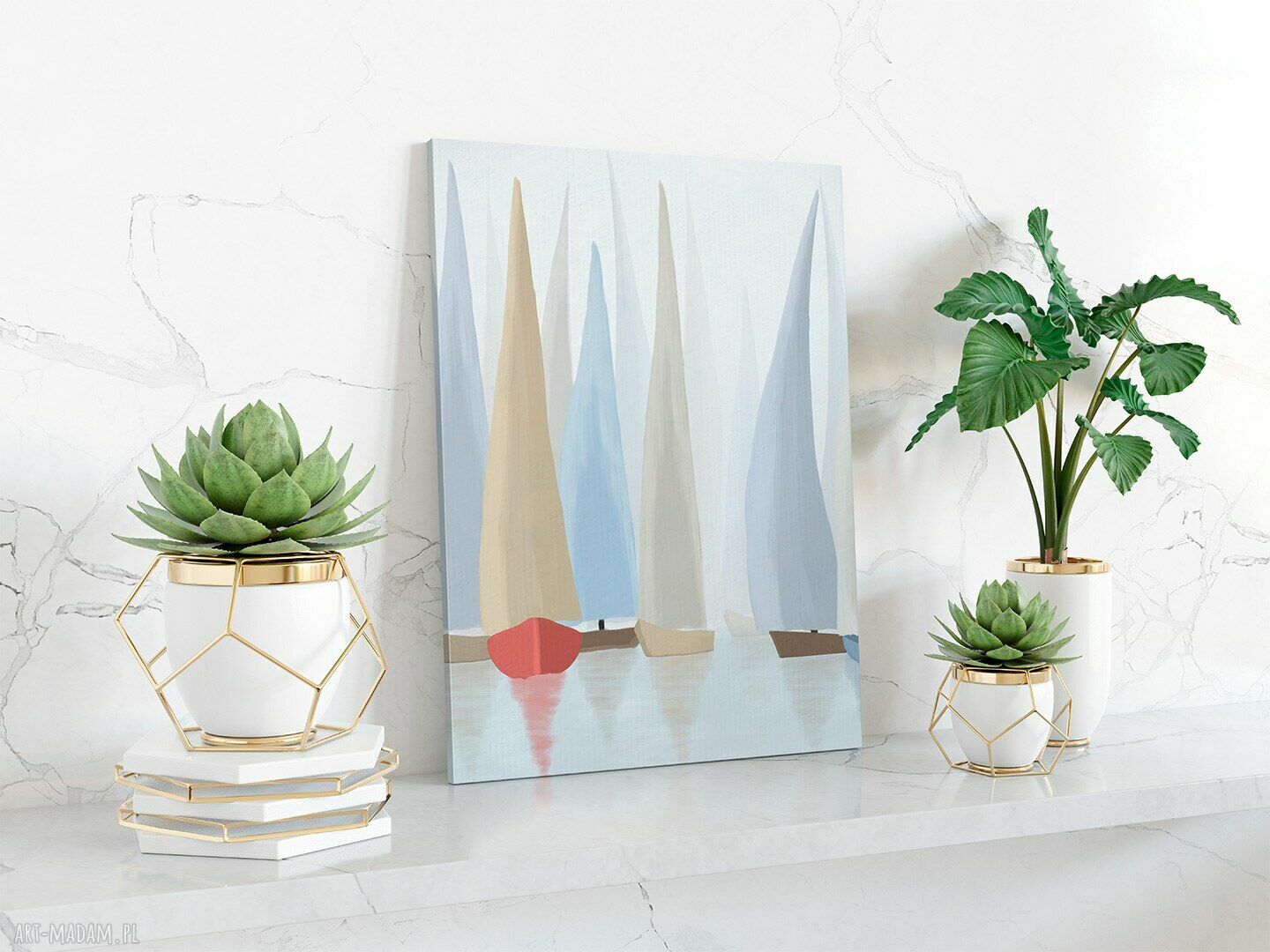 Obraz na płótnie Żaglówki Regaty Pastelowy - 50x70 cm (w pionie)