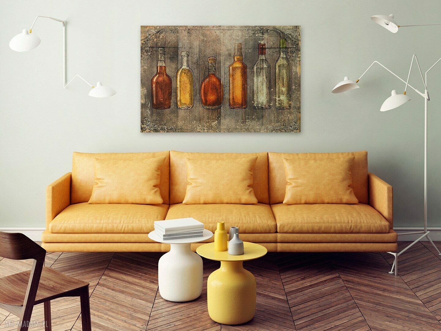 Butelki Vintage - obraz na płótnie 120x80 cm do kuchni i jadalni