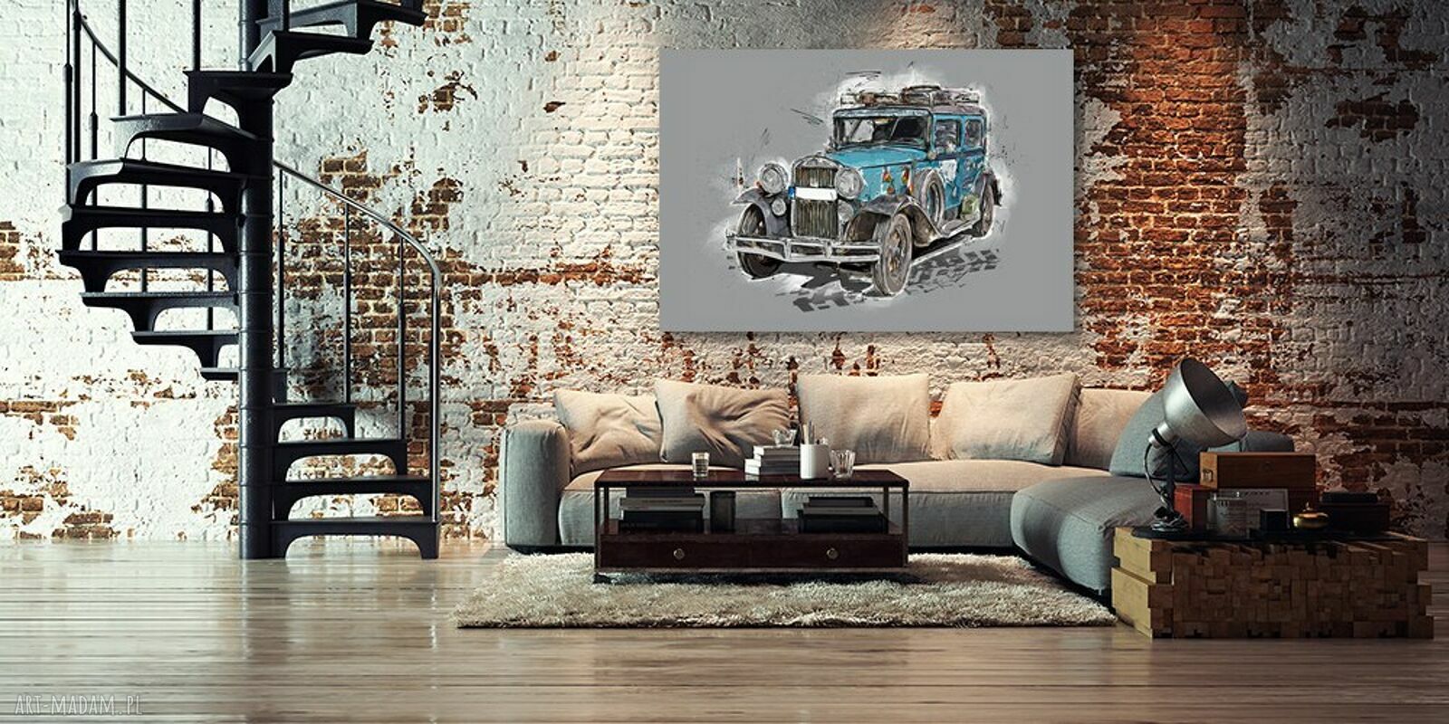 Retro Auto - obraz na płótnie z klasycznym samochodem 120x80 cm