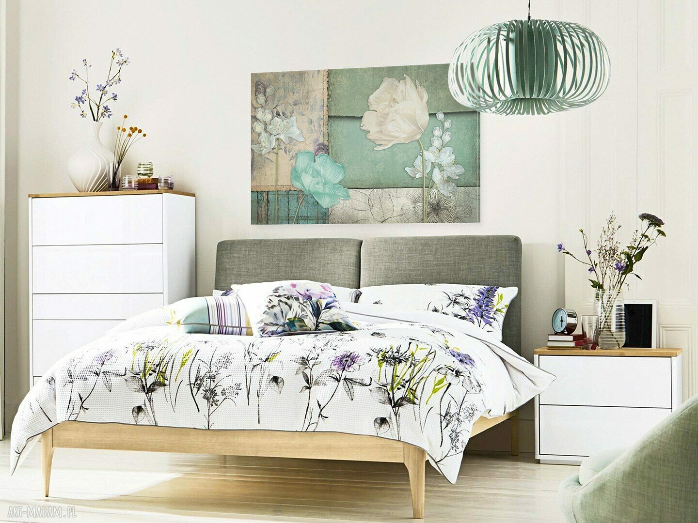 Obraz na płótnie Kwiaty zielone vintage retro 120x80 cm