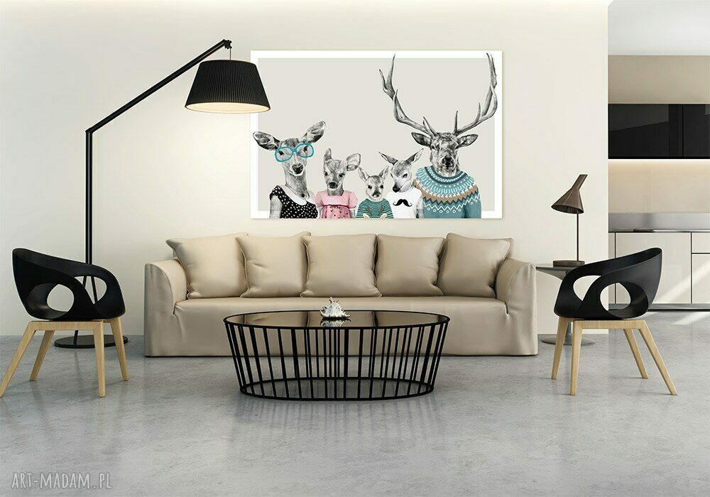 Obraz na płótnie 120x80 cm Rodzina jeleni 2-3 - gotowy do powieszenia