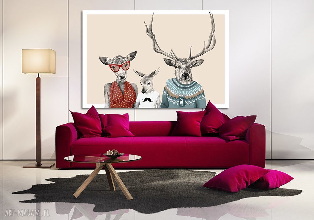 Nowoczesny obraz na płótnie 120x80 cm Rodzina jeleni - gotowy do powieszenia