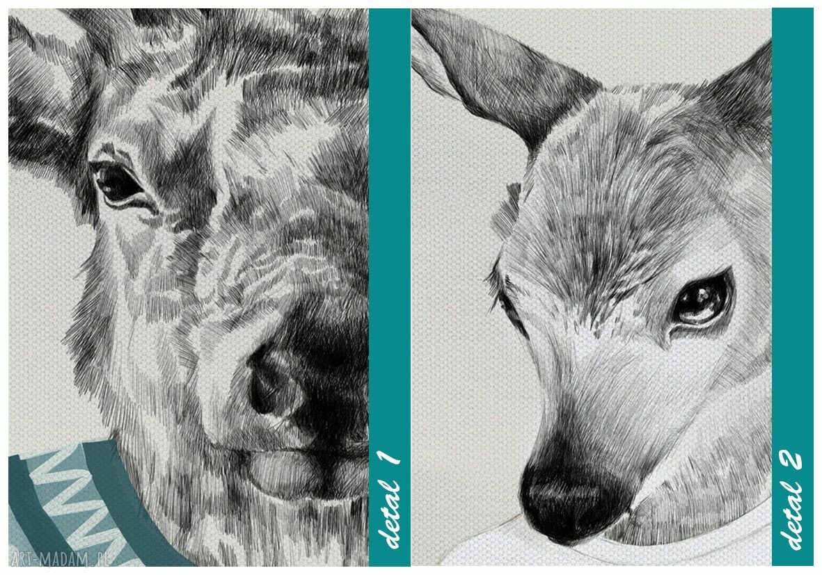 Obraz na płótnie 100x80 cm - Jelenie w rodzinnej opowieści