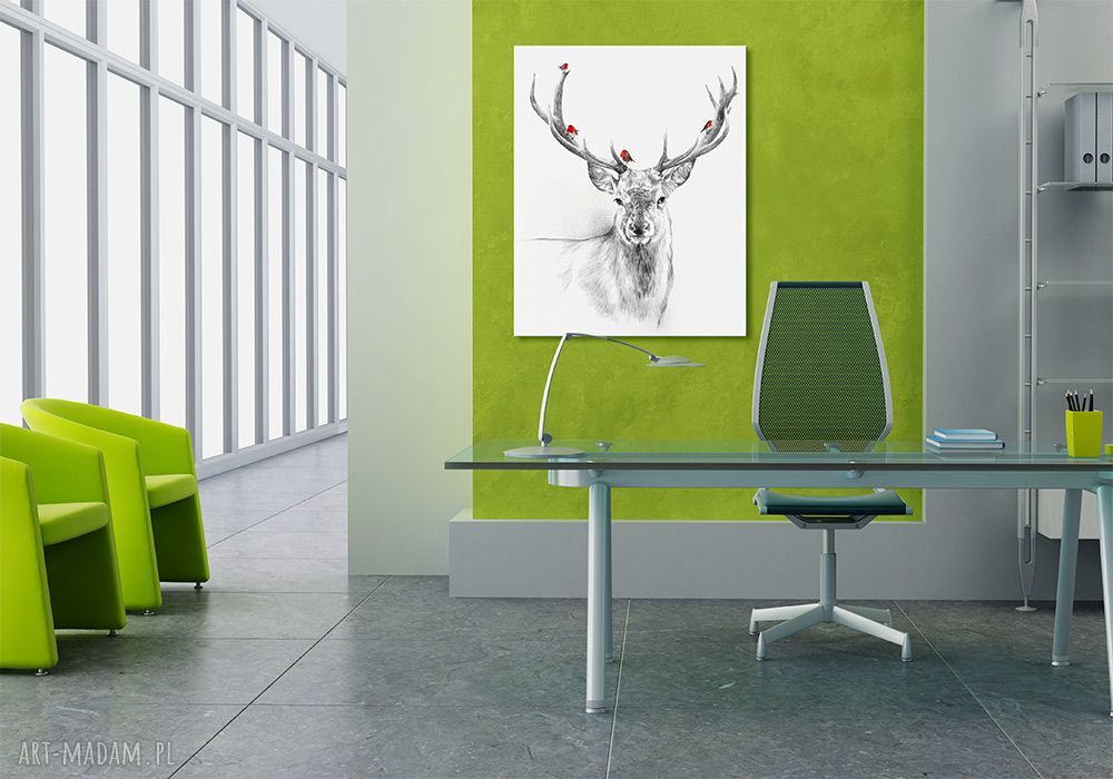 Obraz na płótnie 80x100 cm Jeleń rogi i ptaki