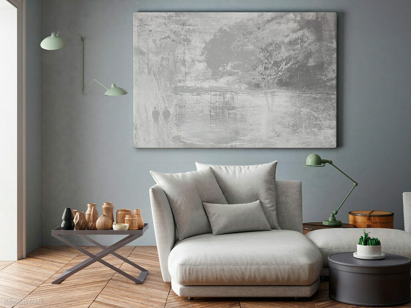 Obraz na płótnie - Drzewo Romantyczny Szary 150x100 cm (11702/150x100)