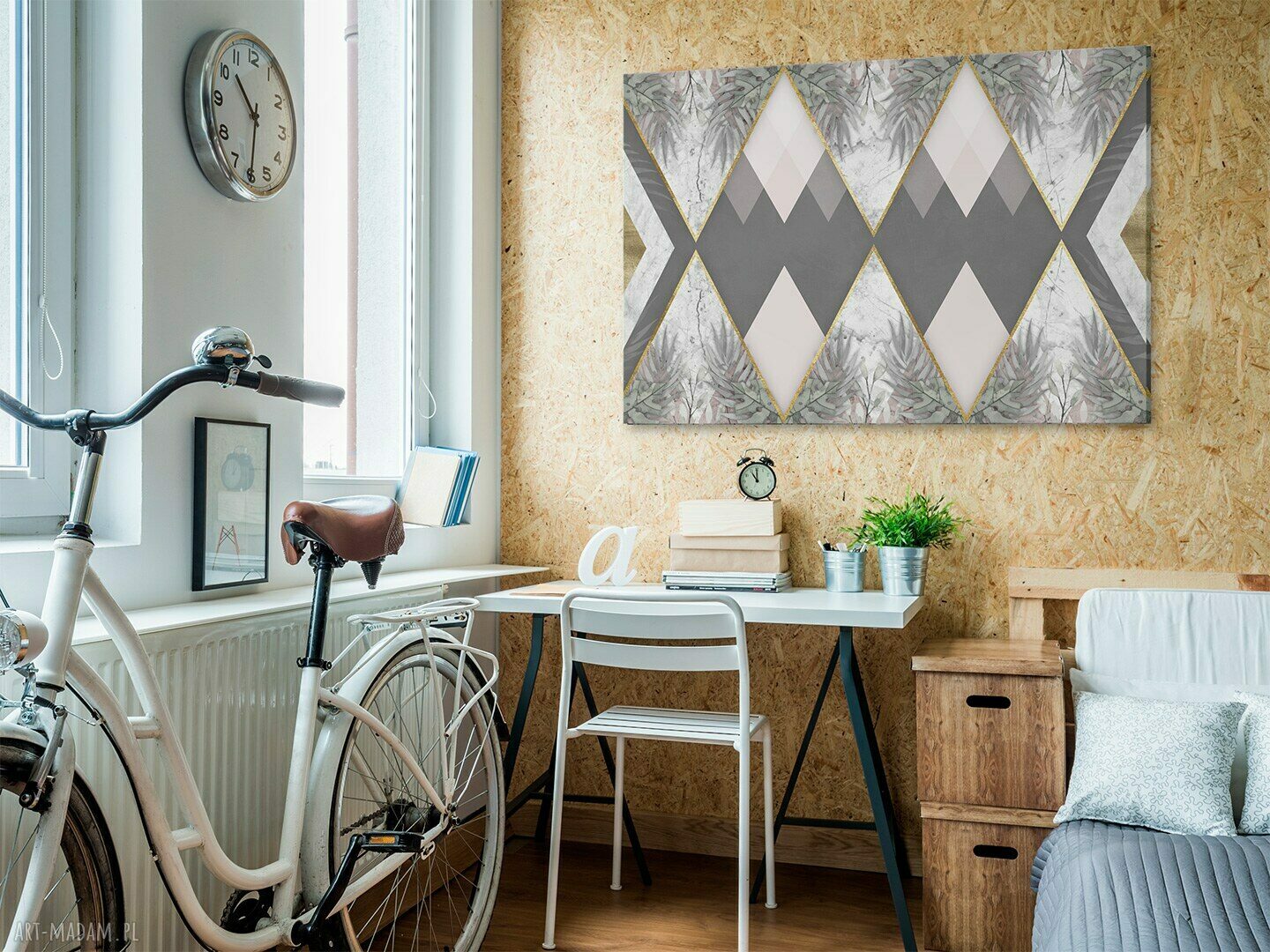 Obraz na płótnie - GEOMETRYCZNY ROMBY LIŚCIE - 120x80 cm (93401)