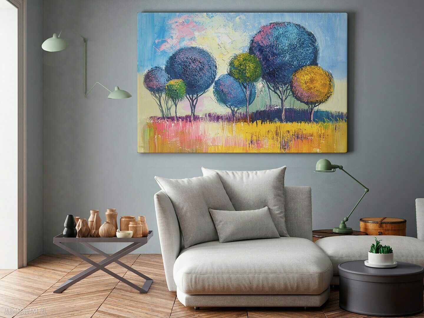 Obraz na płótnie: drzewa, natura, las i łąka - krajobraz 120x80 cm (79601)